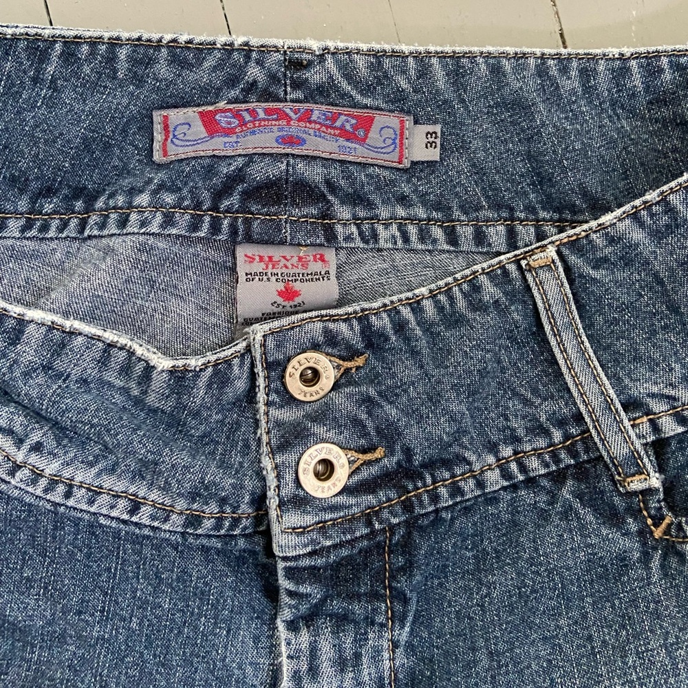 Y2K Silver Low Rise Bootcut Flare Jeans - Picture 3 of 7